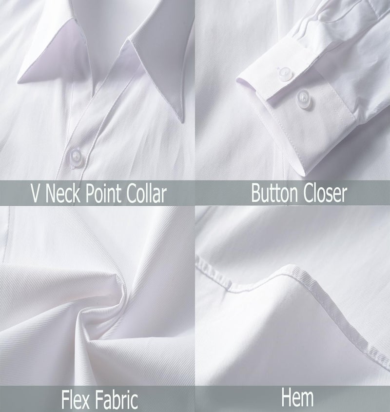 Beninos Long Sleeve V Neck Office Formal Casual Button Down Shirt Blouse for Women (686 White, S) - Image 5